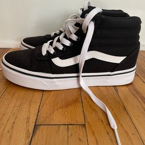 Vans black and white high tops. Size 5
